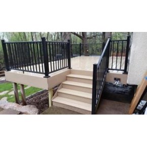 Deckorator Milled Maple Composite decking with aluminum Estate railing in St. Louis Park Deckorator Milled Maple Composite decking with aluminum Estate railing in St. Louis Park