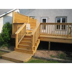 Cedar deck with privacy wall in Highland Park Cedar deck with privacy wall in Highland Park