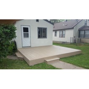 NE Minneapolis - Removed old concrete stoop and built ground level Deckorator composite deck NE Minneapolis - Removed old concrete stoop and built ground level Deckorator composite deck