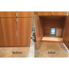 Before and After Cupboard Dog Door