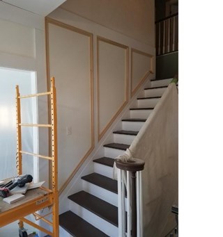 Before #1 Custom carpentry mouldings & trim added to two story staircase  in Upper St. Clair , PA