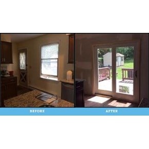 Before and After Photo of French Door Installation in Scranton