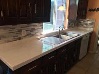 Tile countertops and tile counter top after