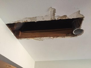 ceiling sheetrock repair- before