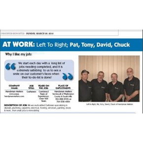 Ace Handyman Services Craftsmen were Featured in the Observer Reporter