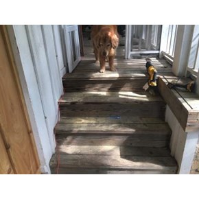 Before- customer requested that we build a removable dog ramp