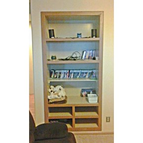 Living room shelving expansion in Sedalia CO 80135