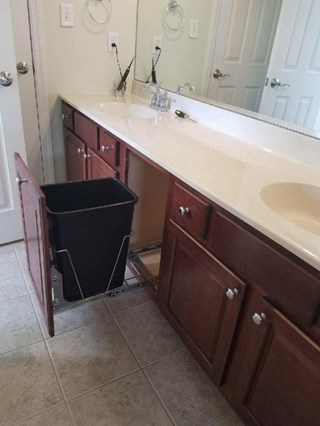 After photo of the custom cabinet with pull out waste paper basket in Venetia, PA 