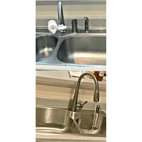 Replacement of sink and faucet before and after in Elizabeth CO 80107