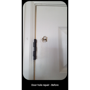 Door hole repair - Before - Littleton, CO