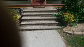 St. Paul Highland Park - original cement stoop and steps - railings had been removed years ago