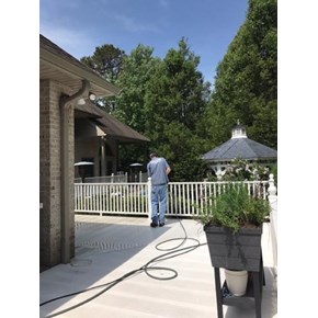 ACE Handyman Services of Wilkes-Barre and Scranton Pressure Washing a Deck in Pittston, PA