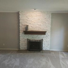 Stacked stone fireplace in Portland