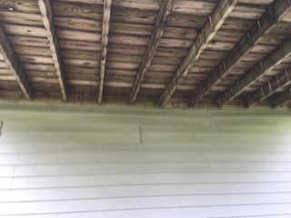 This customer had a sagging deck that we repaired in Vestal, NY (Before)