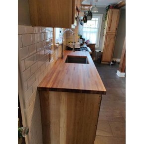 Kitchen butcher block counter installation in Portland, Oregon
