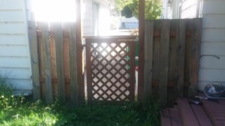 New wood gate installation in SE Portland before