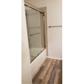 Bathroom Remodel in Westerville, Ohio using Onyx Collection Products and Shaw flooring