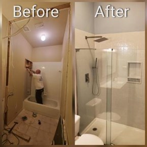 Bathroom Remodel, Onyx Shower, Tile Floor, Mansfield, TX