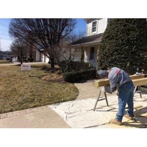 ACE Handyman Services Wilkes-Barre and Scranton installing new porch roof support columns in Exeter, PA