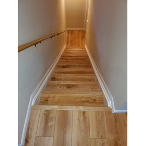 Ace Handyman Services Installed Luxury Vinyl Flooring down stairs in Grove City, Ohio