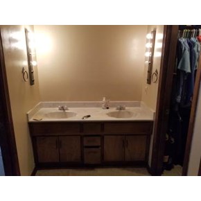 New vanity and lighting - before