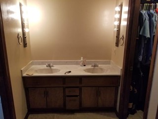 New vanity and lighting - before