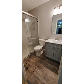 Ace Handyman Services remodeled Bathroom with Onyx Collection Products and Shaw Floors in Lewis Center, Ohio 