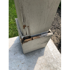 Rot from Water Damage Porch Column 