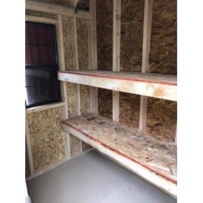 Shelves installed Shelves installed