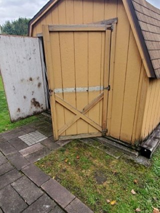 Before Photo of Deteriorated Shed in Old Forge, PA