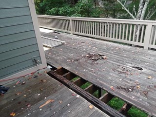 Deck Rebuilt in Asheville, NC with Composite Trex Decking - Before