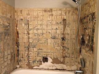 Shower walls before tile is installed 