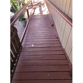 Wood deck ramp before painting
