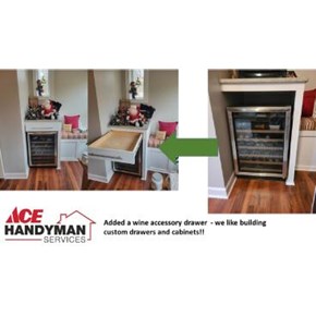 Client needed a drawer for wine openers, corks and other accessories for the new wine fridge!!