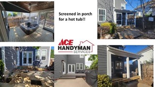 Porch to screened porch with hot tub!
