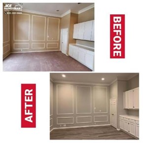Before and After View of Wall trim and paint