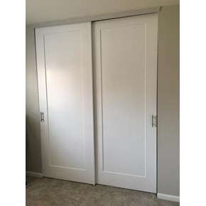 Custom installed and painted 8 foot Bypass Doors, ace handyman services bloomfield
