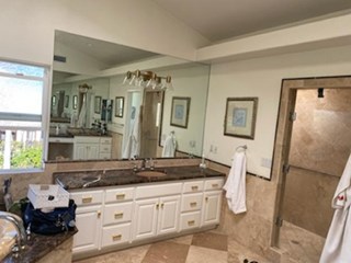 after bathroom refresh paint and pulls installed