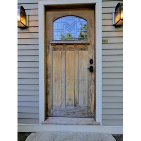 Exterior Refinishing Staining Front Door in Niantic Before Ace Handyman Services Hartford New London
