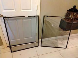 Before and after Damaged window screen Central Houston