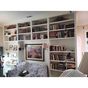 Bookshelves added to liven up the wall and the reading nook! Davidson, North Carolina