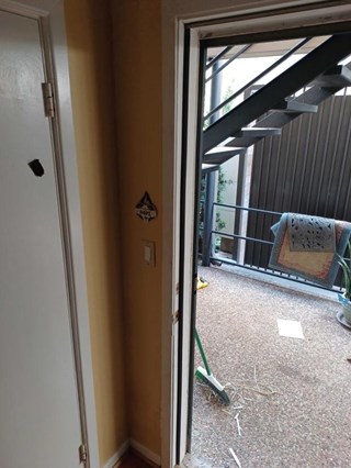 Busted Door Frame After Repair for Central Houston