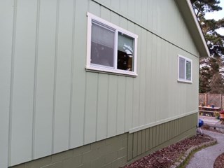 Green exterior paint job, trim painting, in Eureka California