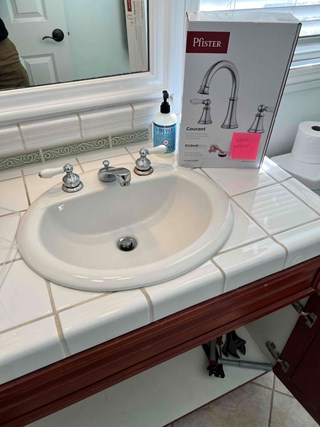 Before sink with old faucet