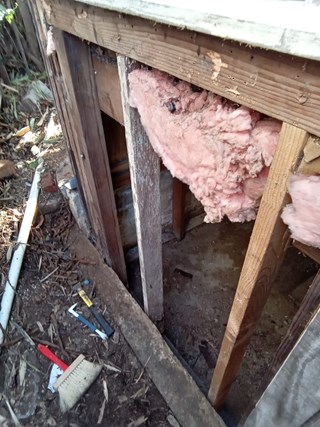 Before rotten exterior wall