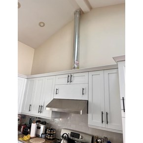 Installed range hood and chimney