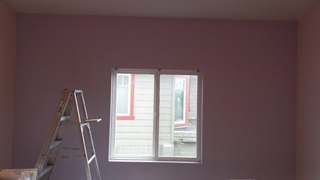Before wallpaper install in new baby room 