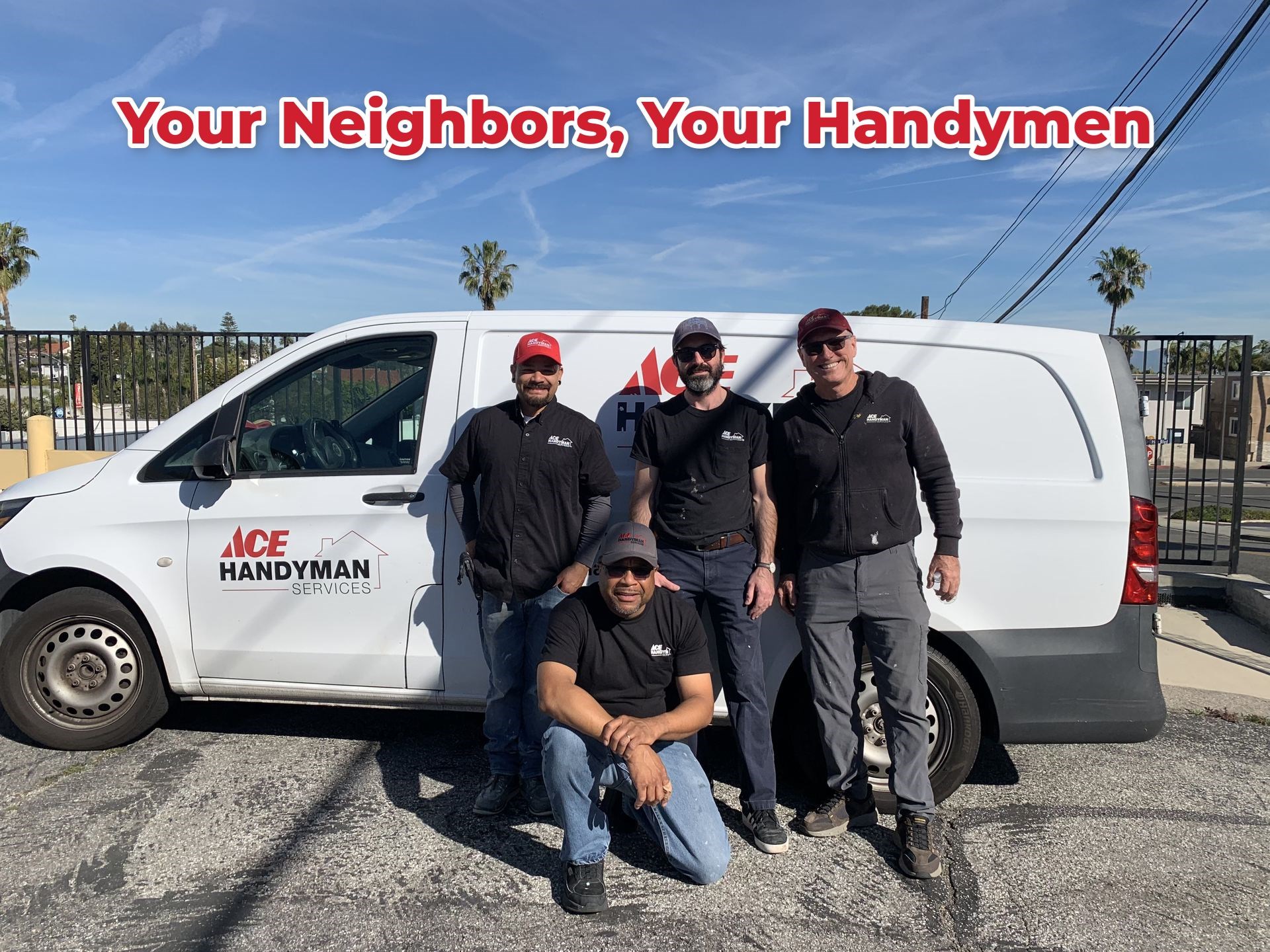 Ace Handyman Team Members infront of Work Van