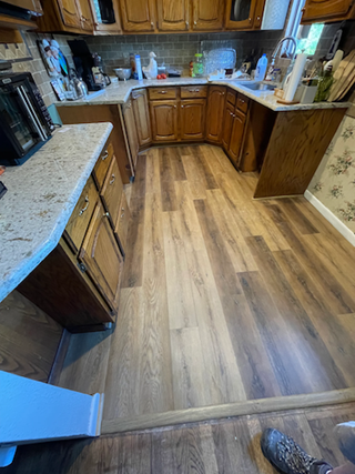 After: kitchen floor vinyl installation