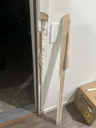 Before: broken residential door frame repair